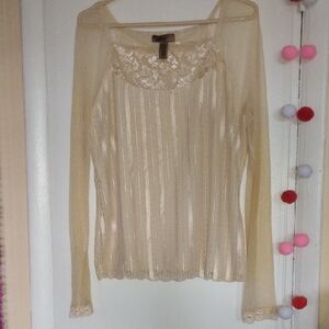 Rue21 Tan Embellished Long Sleeve Blouse